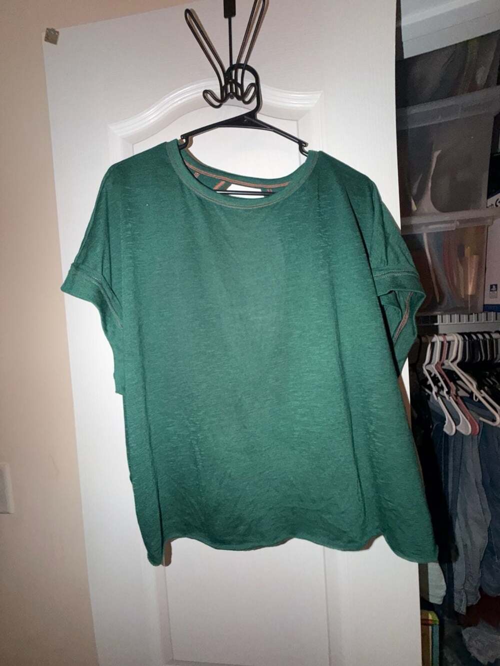 Unbranded Green Open Crisscross Back Short Sleeve Top